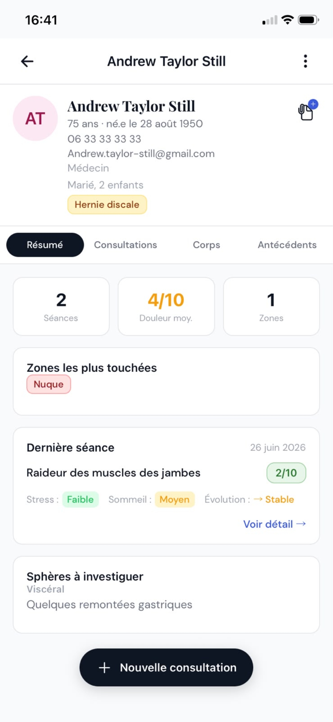 Fiche patient MyOsteo